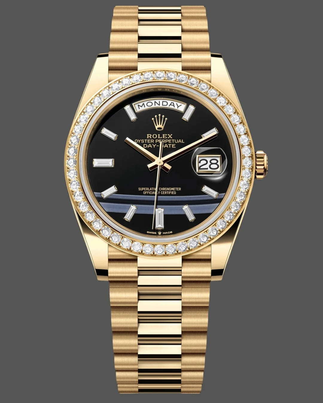 Day-date Sc 228348rbr Black Diamond Dial - Wristwatch