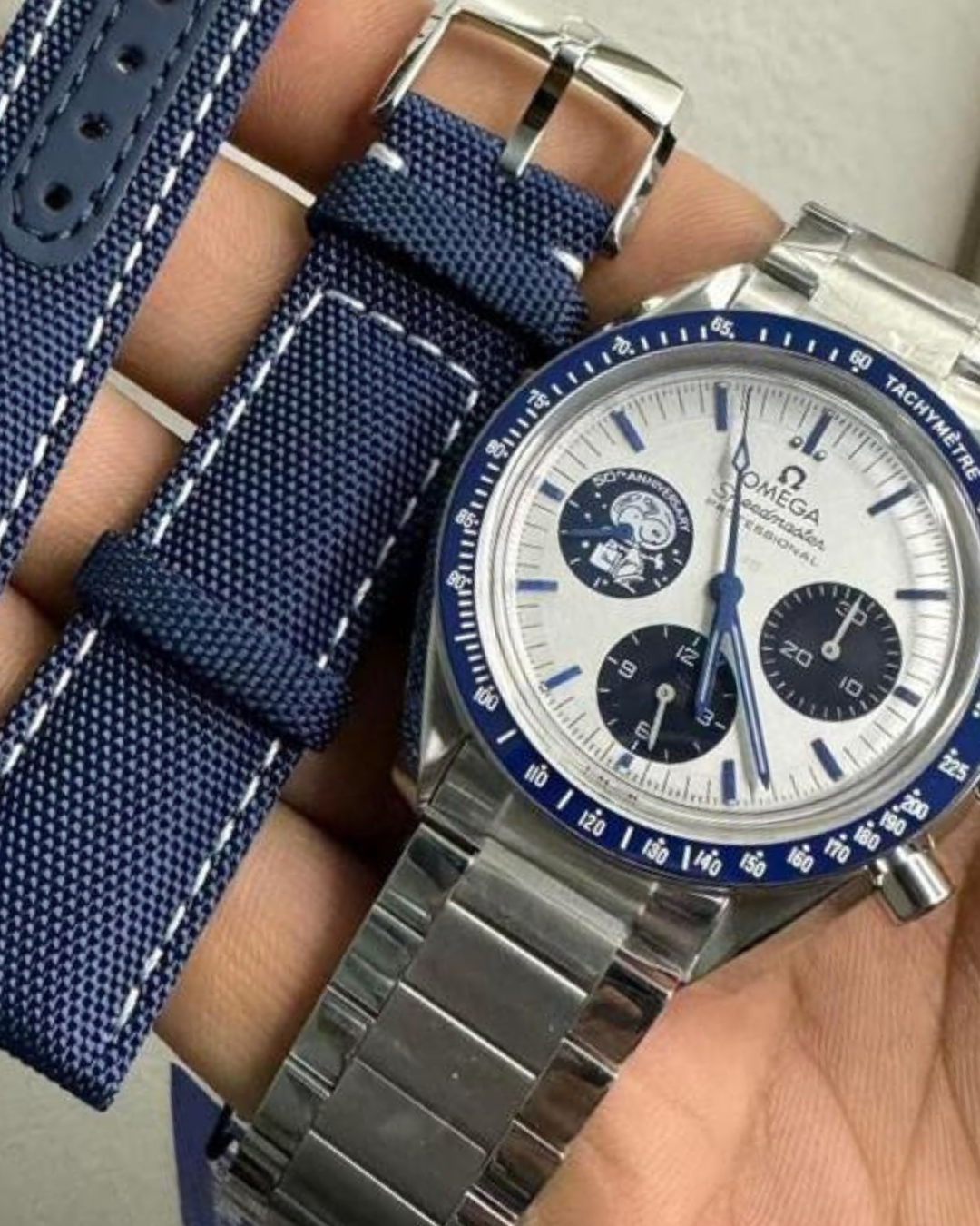 Omega Speedmaster Professional Super Mod Watch Silver Snoopy Award 50th Anniversary