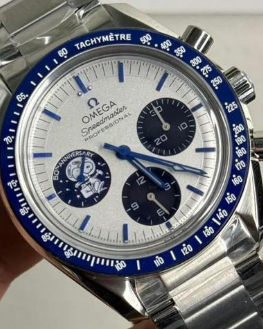 Omega Speedmaster Professional Super Mod Watch Silver Snoopy Award 50th Anniversary
