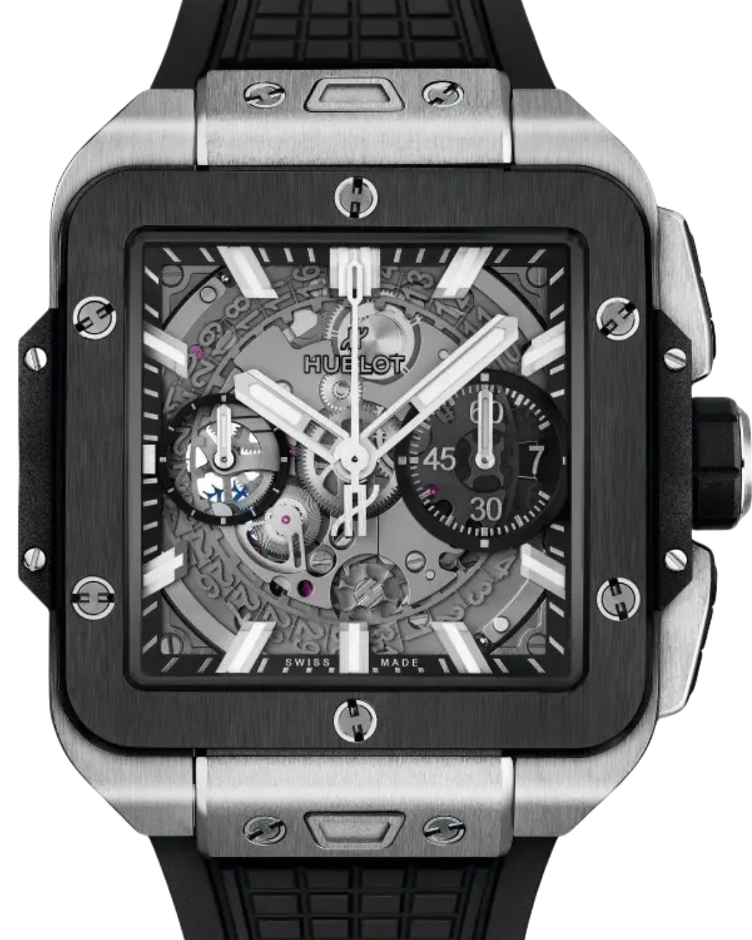 Hublot Square Bang Unico black skeleton dial titanium square case luxury watch