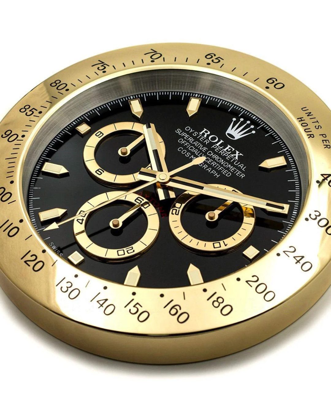 Wall Clock Daytona Black-Gold Panda Edition
