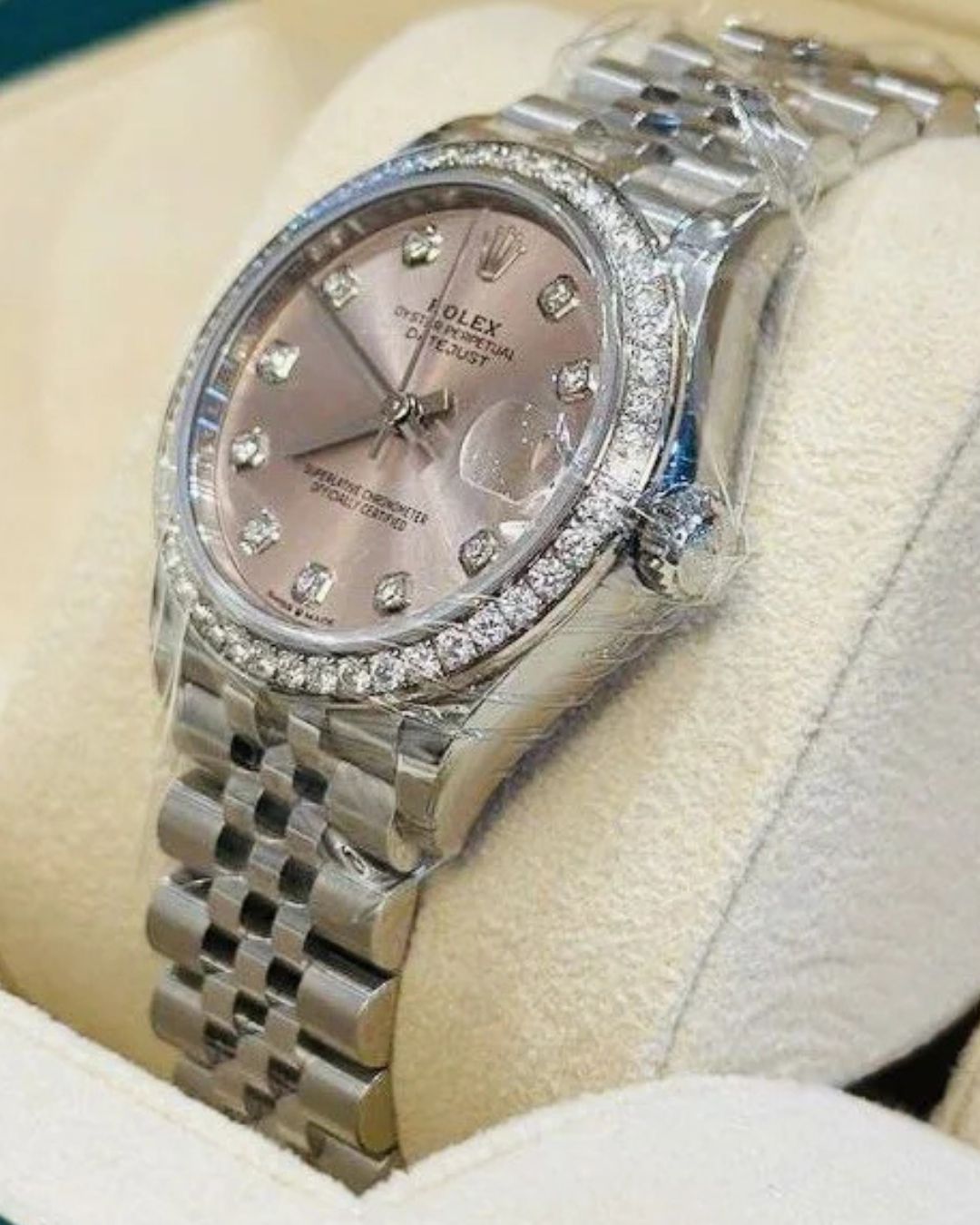 Datejust Super Watch Mod Pink Dial Ladies Crown Edition