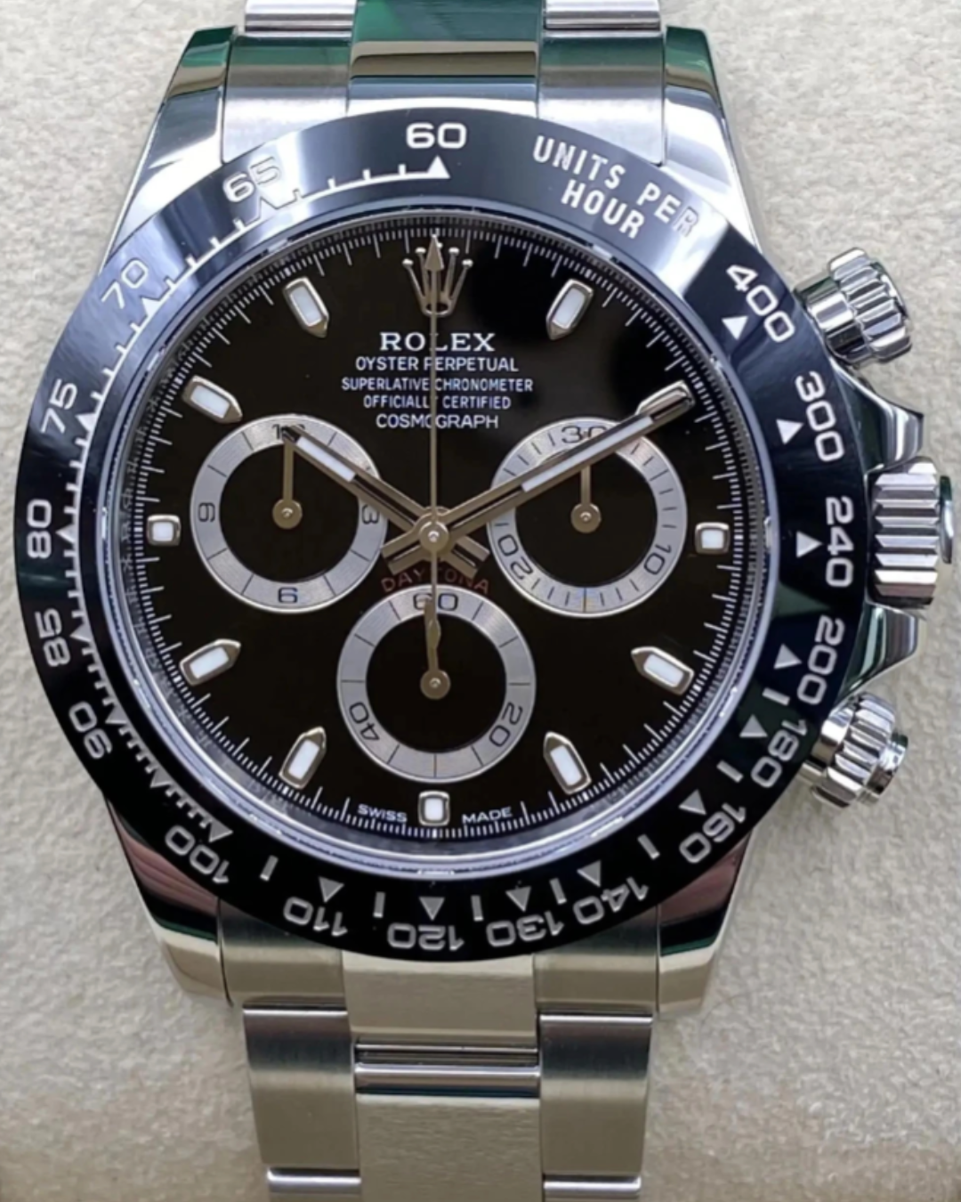 Daytona 4131 Super Watch Mod Black 126500LN with black ceramic bezel and stainless steel bracelet