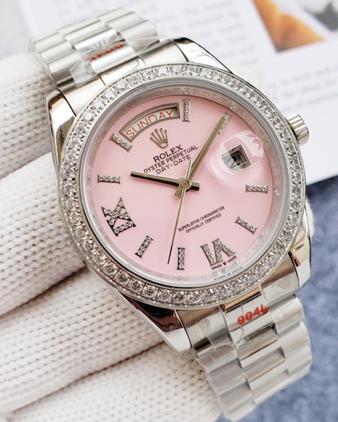 Day Date Super Watch Mod Pink Diamond Crown Edition