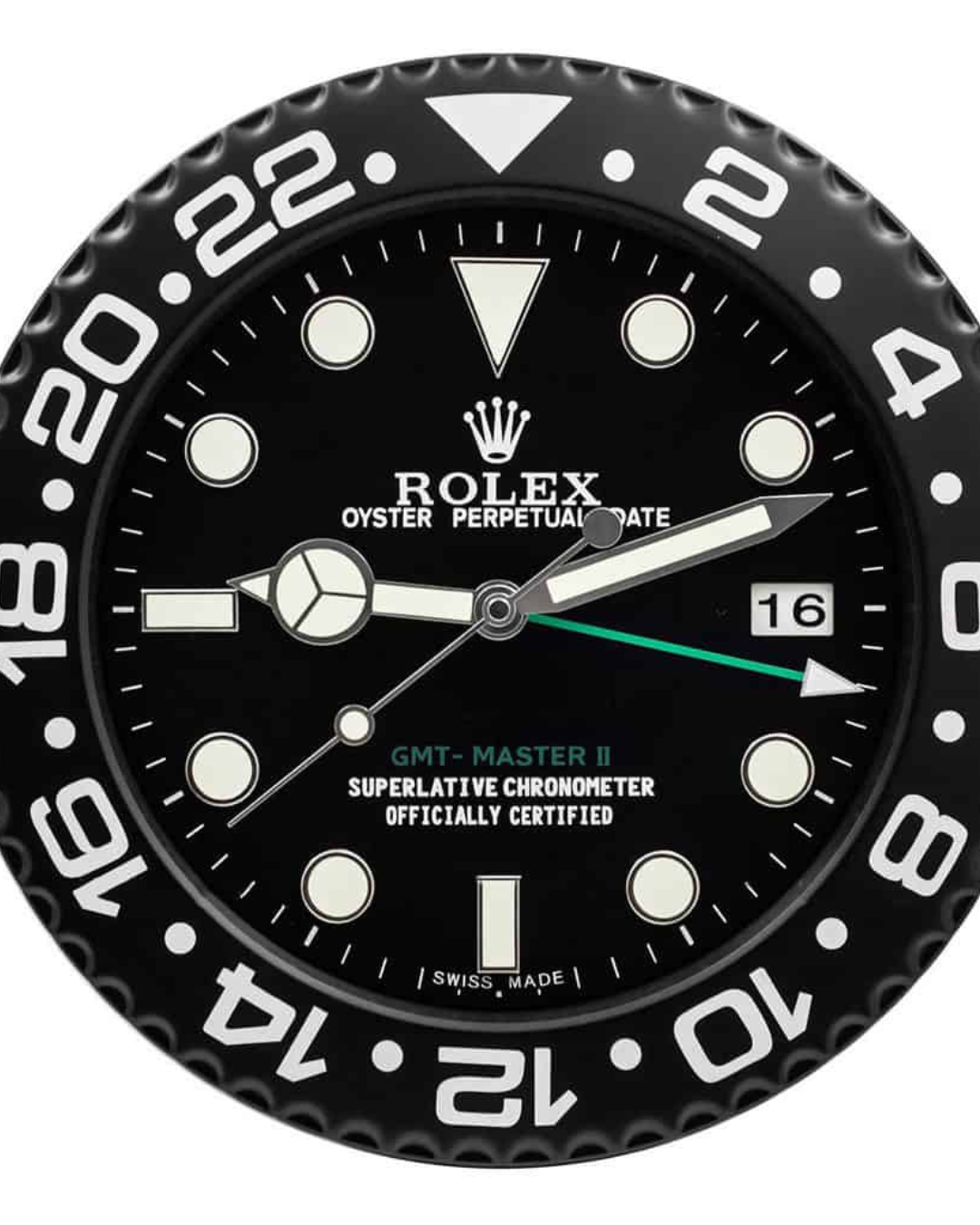 Wall Clock Gmt Black Edition stainless steel circular clock with black finish and luminous markings