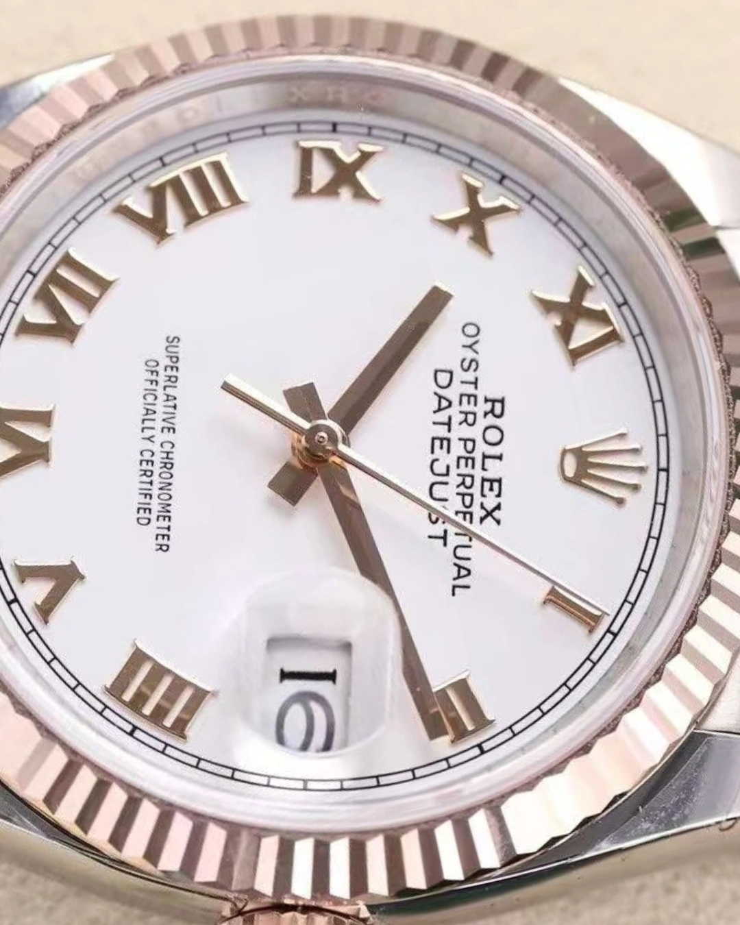 Datejust SC M1262310015 White Roman Rose Gold Watch