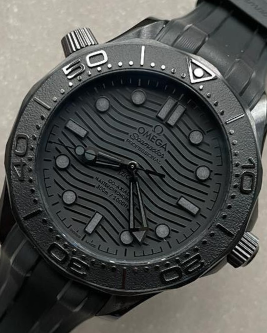 Omega Seamaster Diver 300m Ghost Super Watch Mod Black with waterproof design and bold black finish