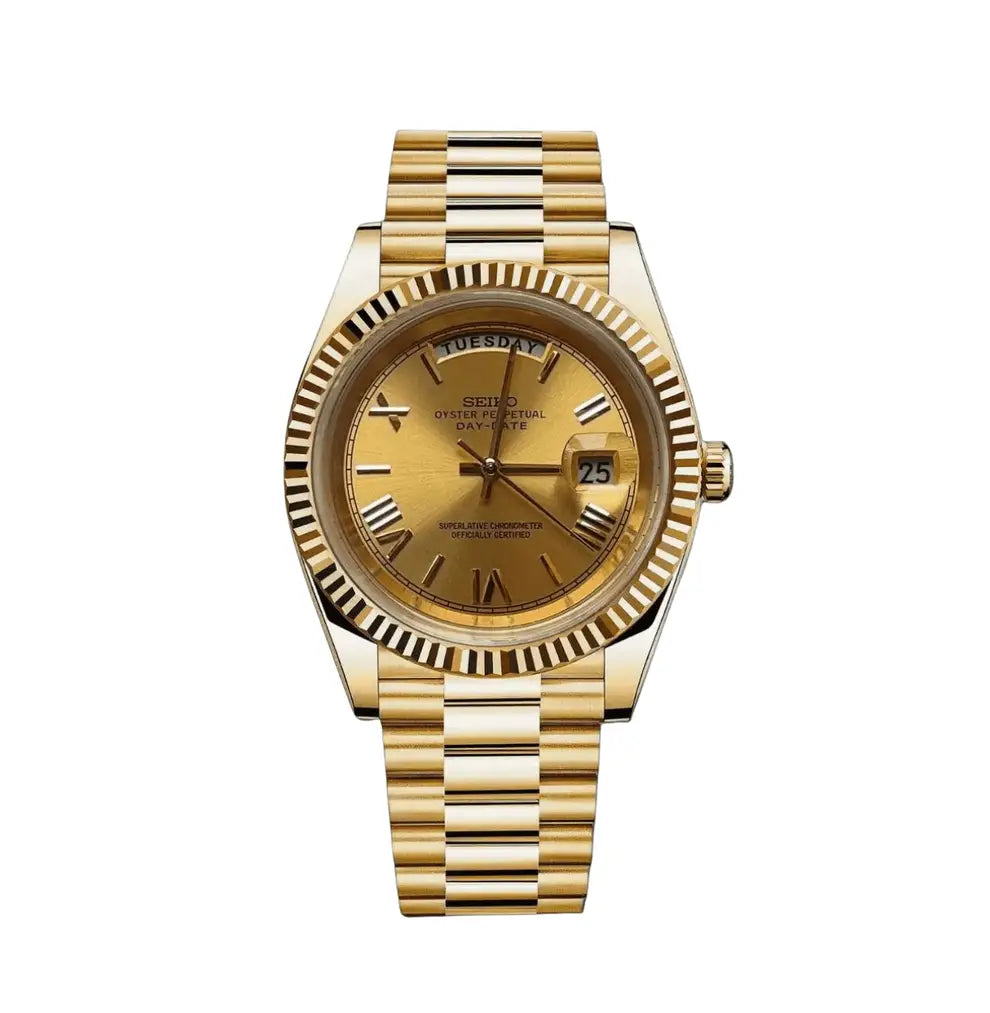 SEIKO MOD DAY DATE FULL GOLD WATCH - Wristwatch