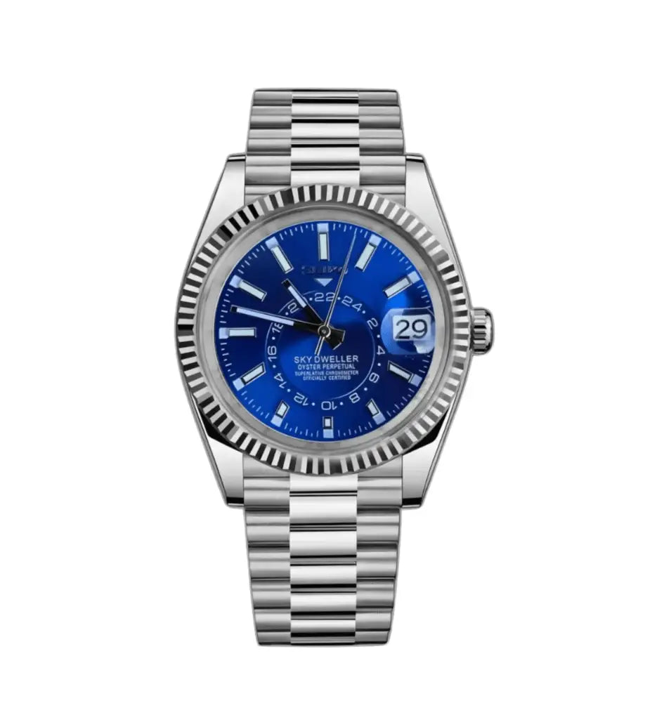 SEIKO MOD SKY DWELLER STEEL BLUE WATCH - Wristwatch