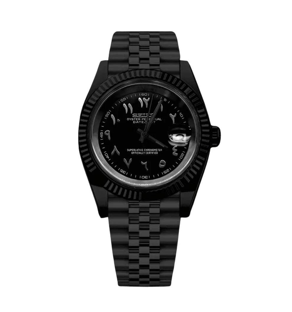 Seiko Mod Datejust Black Panther Arabic Watch - Wristwatch
