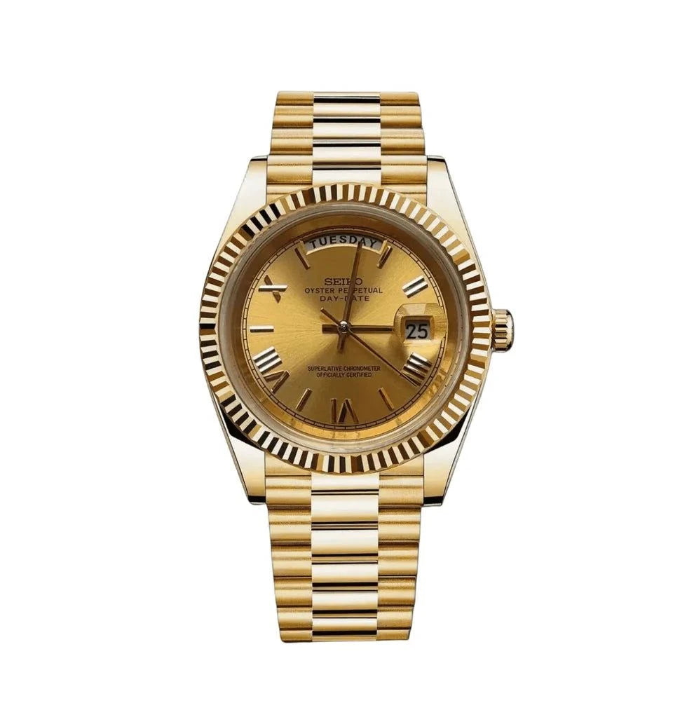 Seiko Mod Day Date Full Gold Watch - Wristwatch