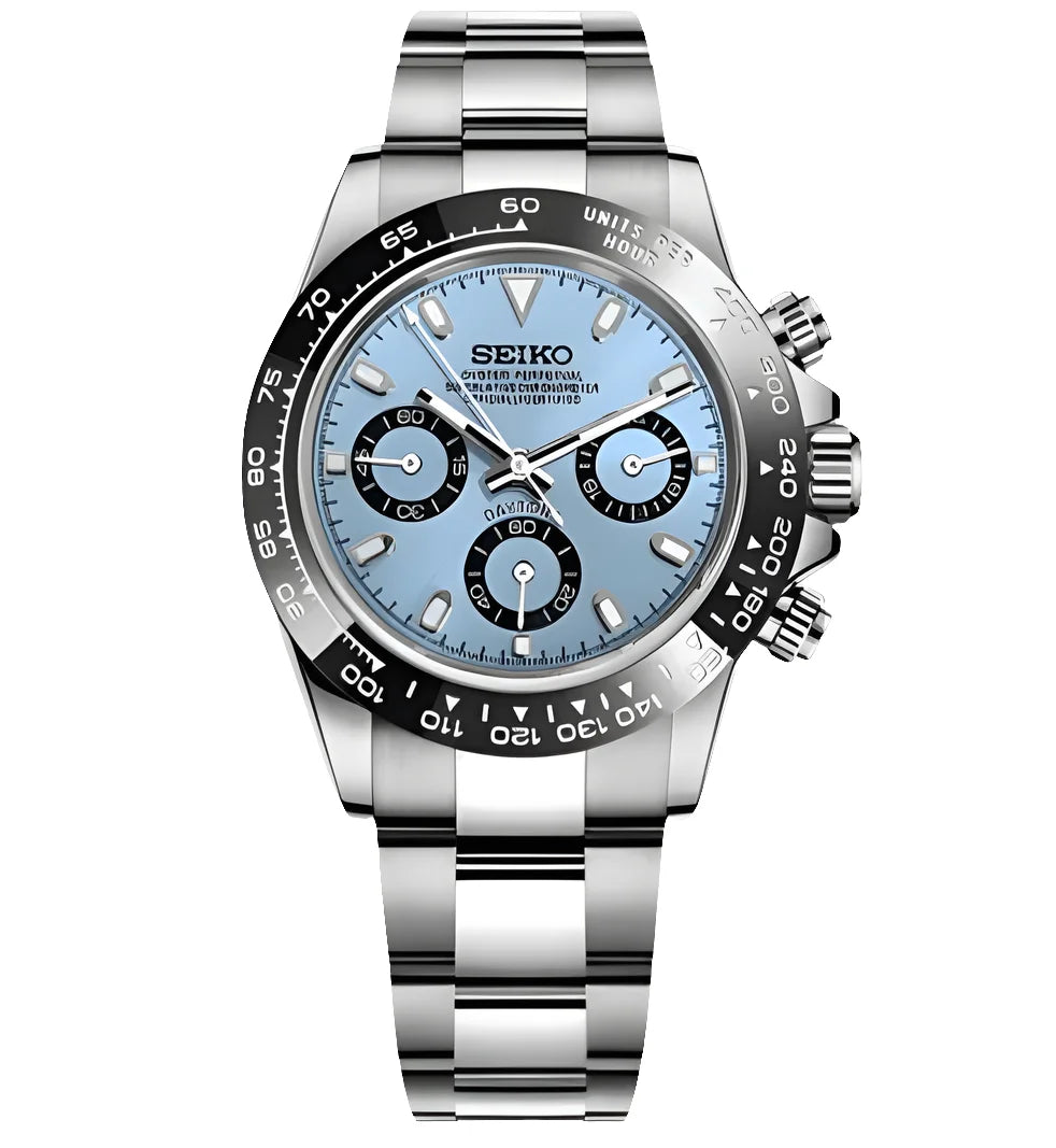 vk63 mod デイトナ アイスブルー　nh35 40mm Platinum Daytona Custom Mod Watch - Wave Dial Mods