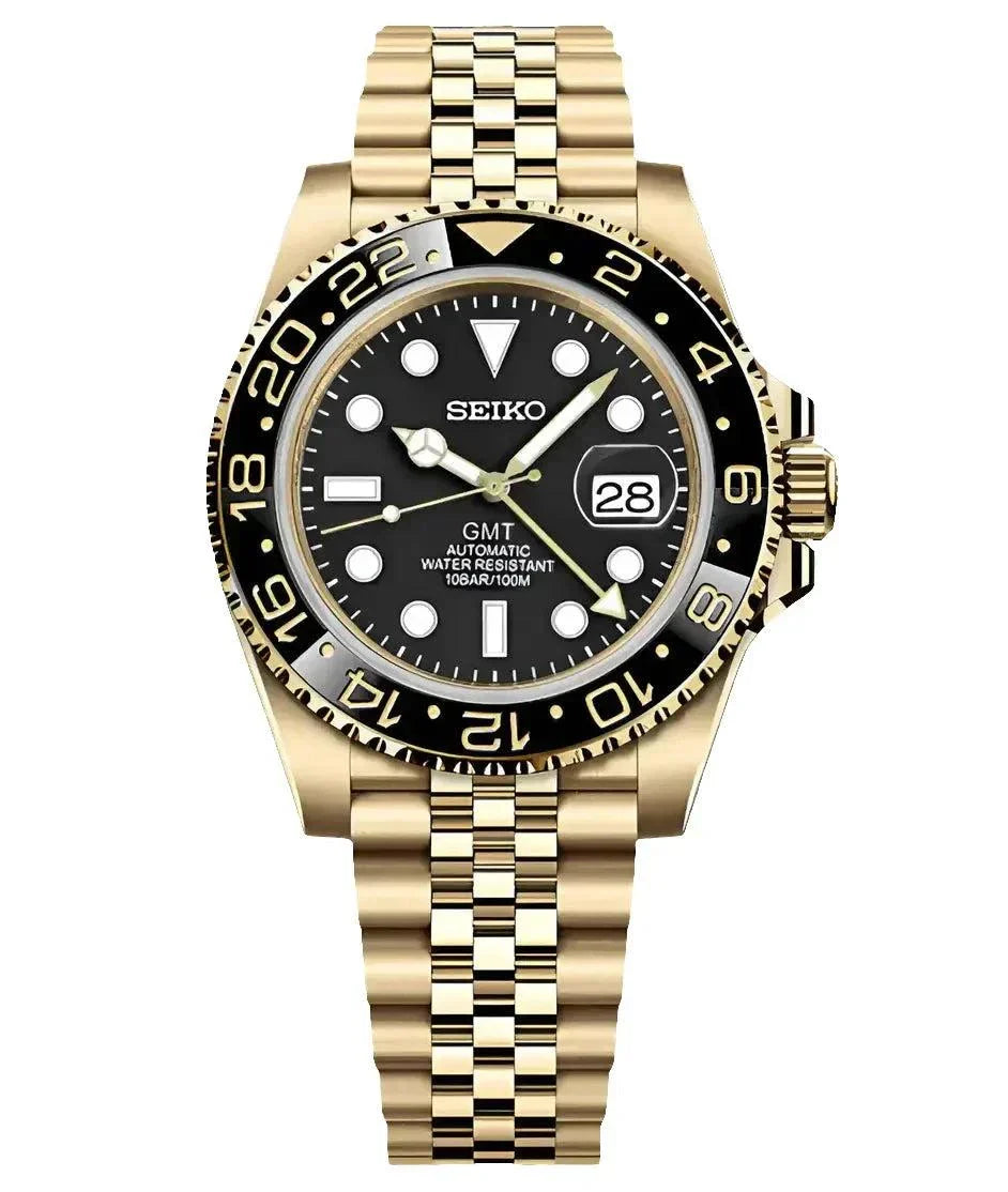 MOD 黒金 GMT 40mm Black Gold GMT Master II Custom Seiko Mod Watch - Black Label