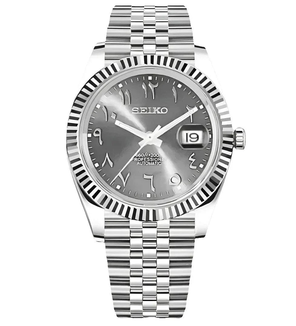 Datejust Watch Mod ladies silver stainless steel with grey Arabic dial and automatic movement