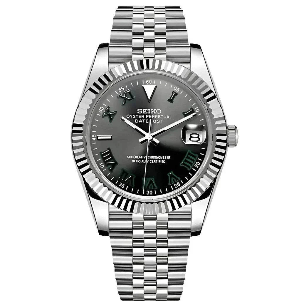 Seiko Datejust Watch Mod Wimbledon ladies edition with stainless steel bracelet and date-just feature
