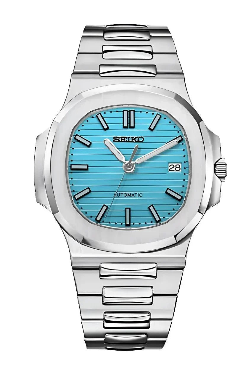 Nautilus Watch Mod Tiffany Blue Edition with Seiko NH38 automatic movement and stainless steel bracelet