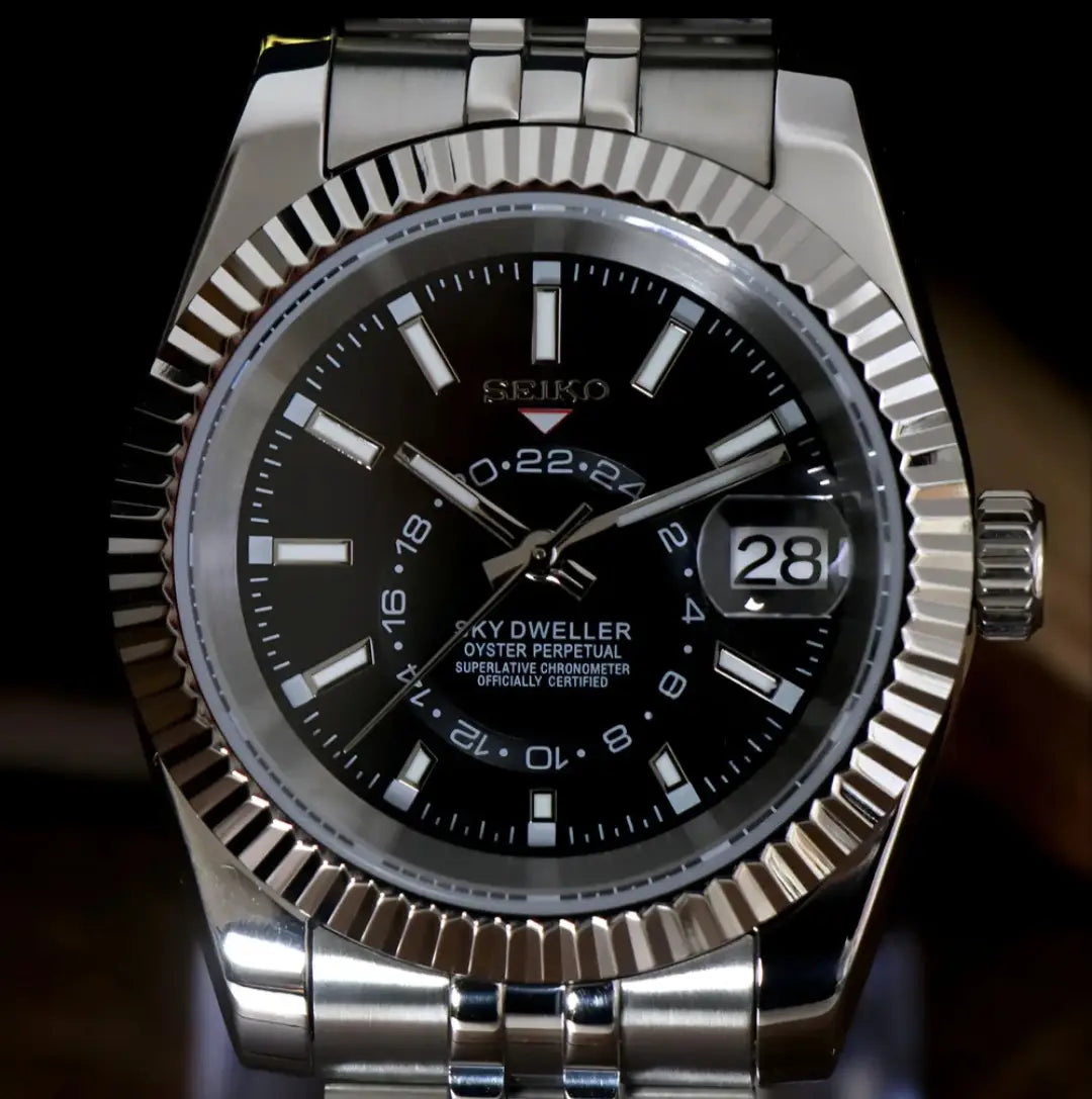 SEIKO MOD SKY DWELLER CLASSIC BLACK WATCH - Wristwatch