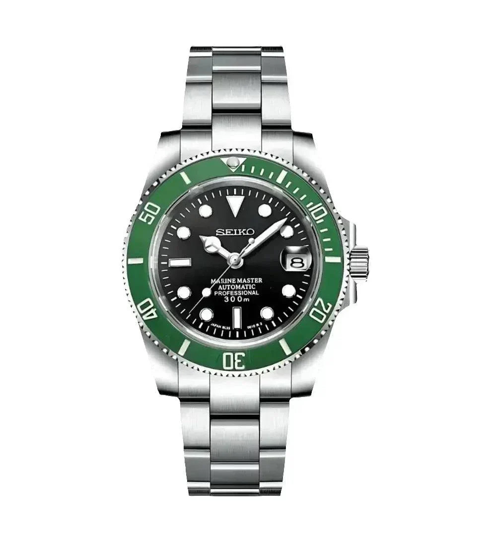 Submariner Watch Mod Kermit Edition Precision Water-Resistant