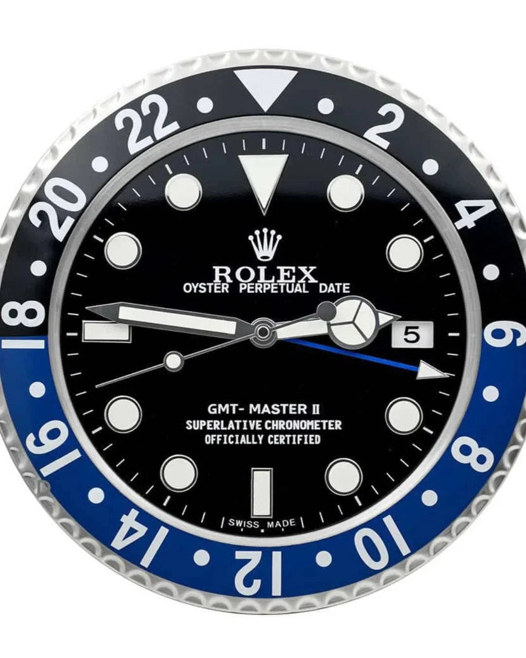 Wall Clock Gmt Batman Edition circular stainless steel clock with luminous markings and quartz movement