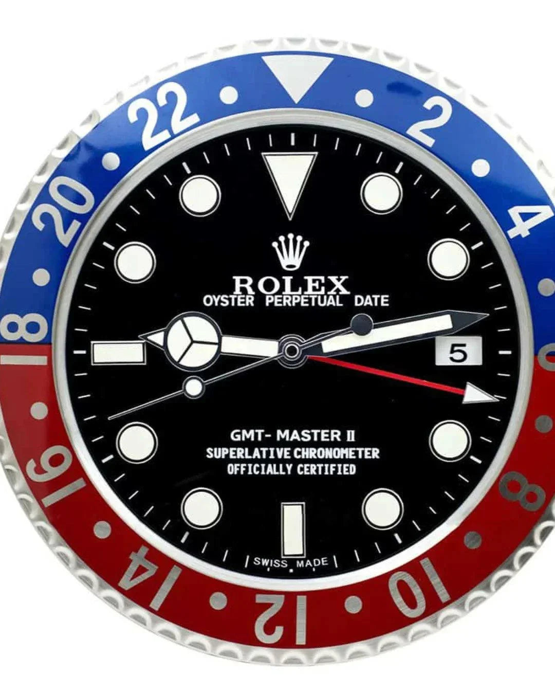 Wall clock GMT Pepsi Edition with stainless steel body, sapphire glass, and luminous UV markings