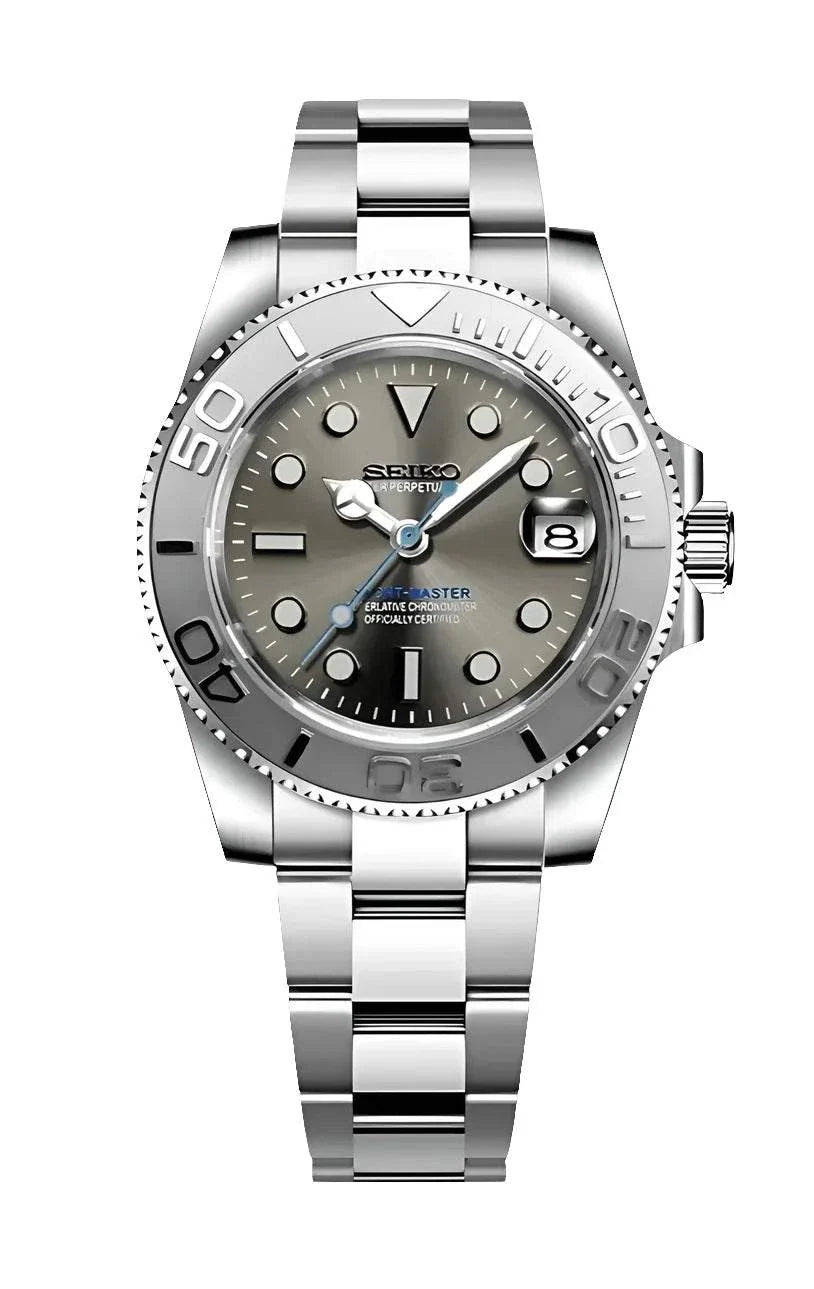 Yacht Master Watch Mod Grey Edition with 40mm stainless steel case and ceramic bezel