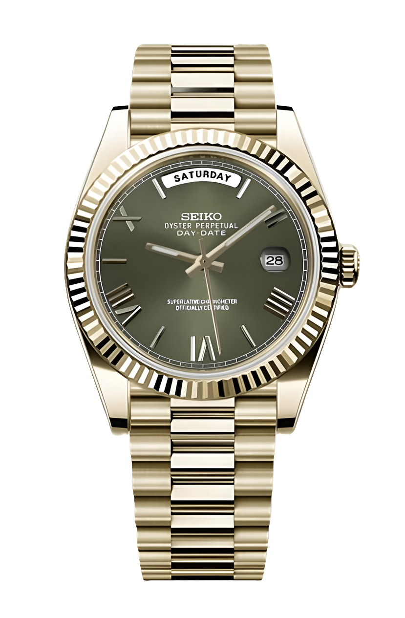 Day Date Watch Mod Gold Green Edition