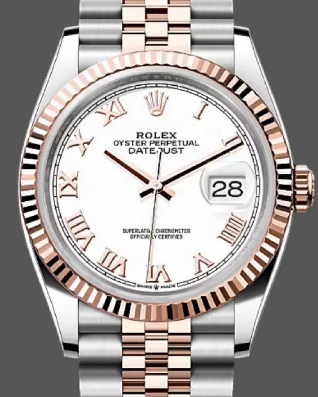 Datejust M1262310015 White Roman Rose Gold Watch - Wristwatch