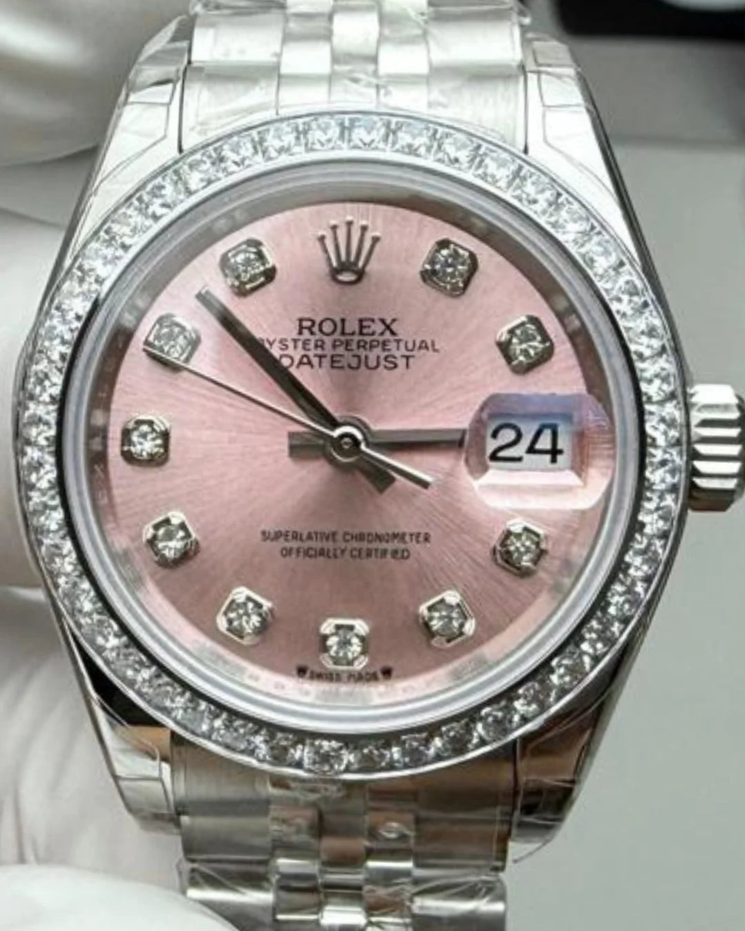 Datejust Super Watch Mod Mother of Pearl Dial Ladies Crown Edition - Wristwatch