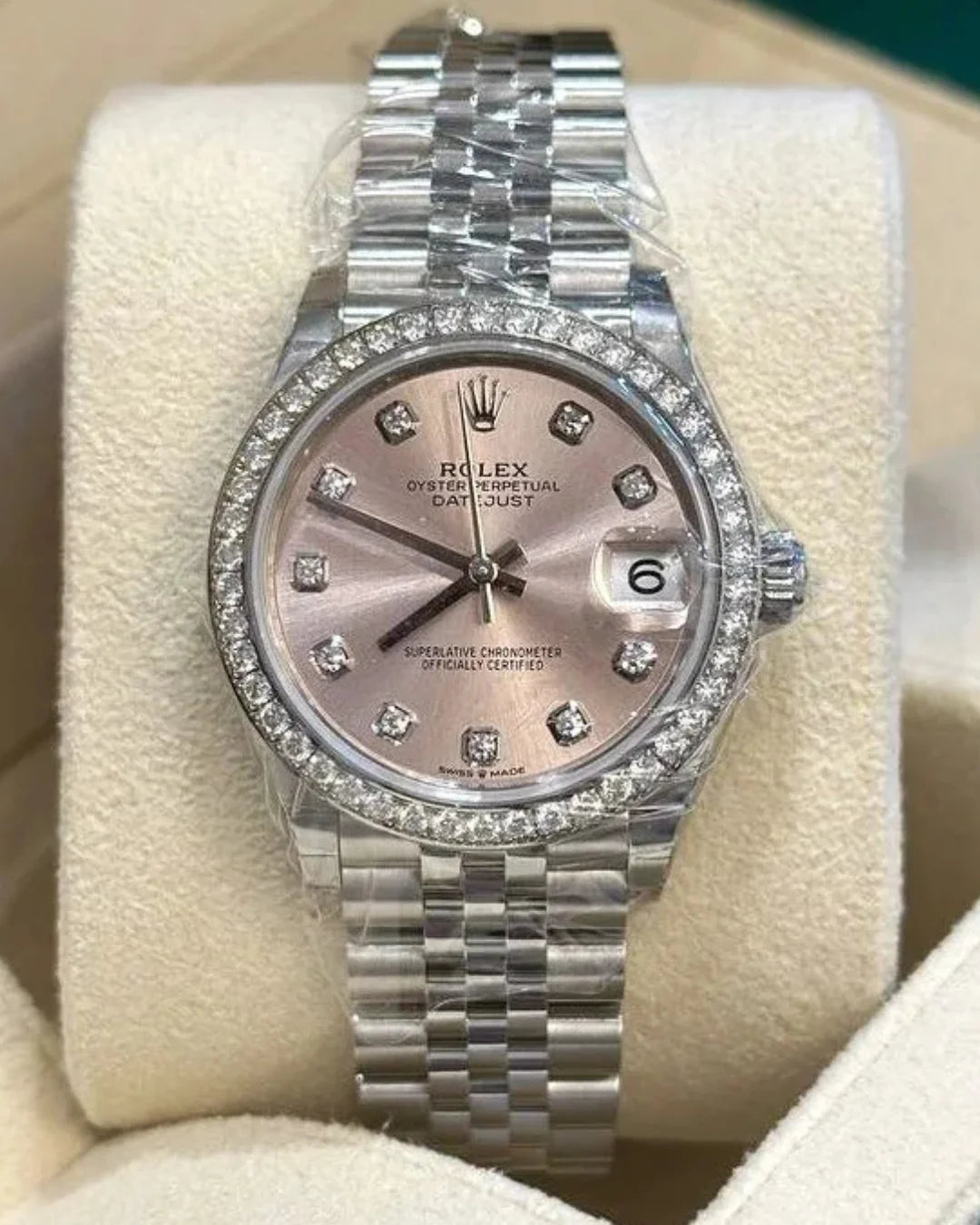 Datejust Super Watch Mod Pink Dial Ladies Crown Edition - Wristwatch