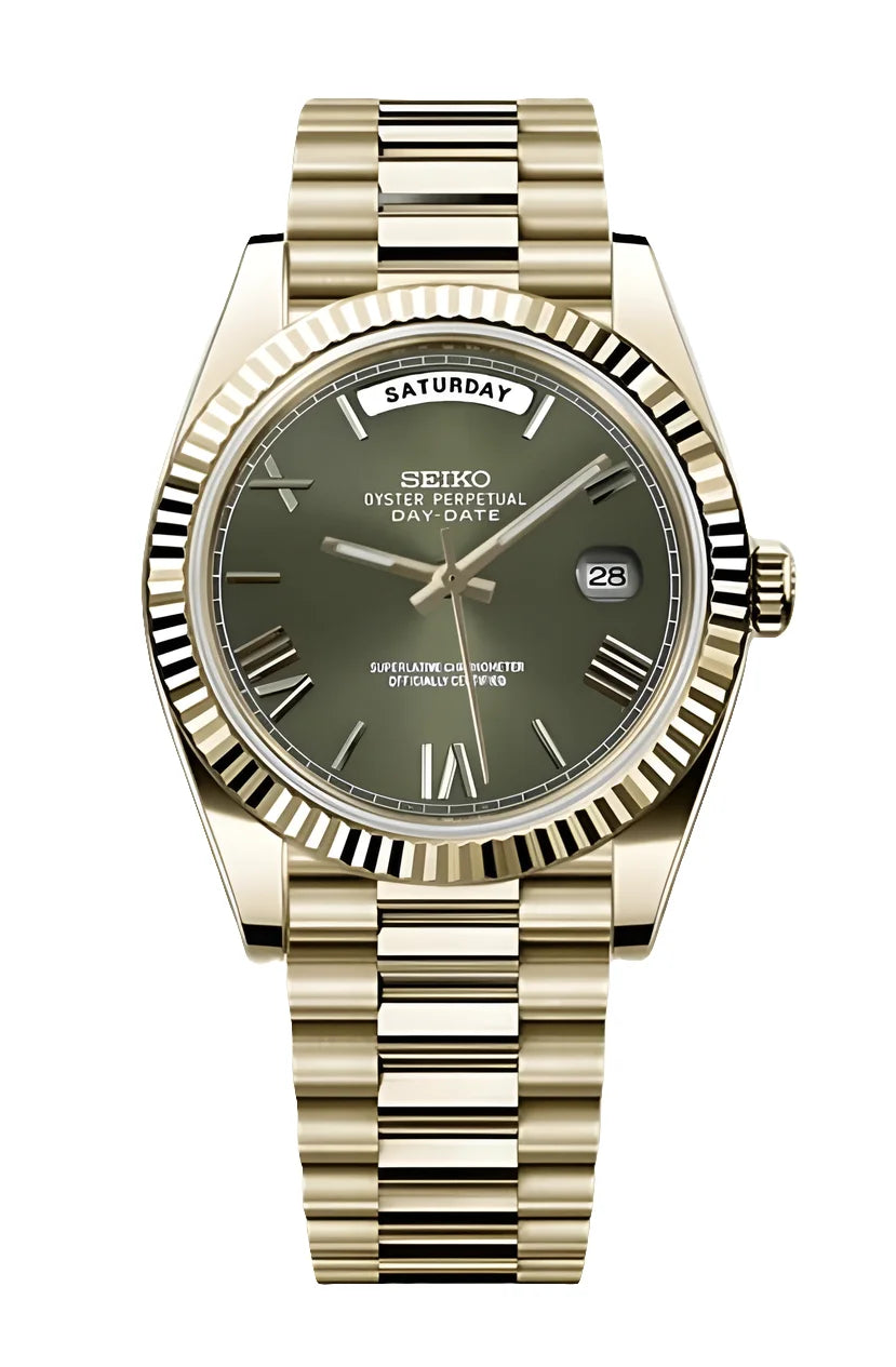 Day Date Watch Mod Gold Green Edition - Wristwatch