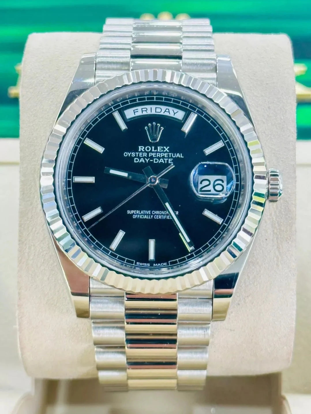 Rlx Super Mod Day Date 40 Index Black Watch Wristwatch
