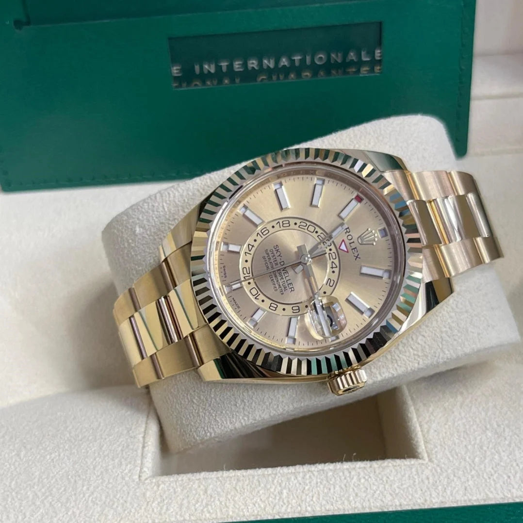 Rlx Super Mod Sky dweller Champagne Gold Watch Wristwatch