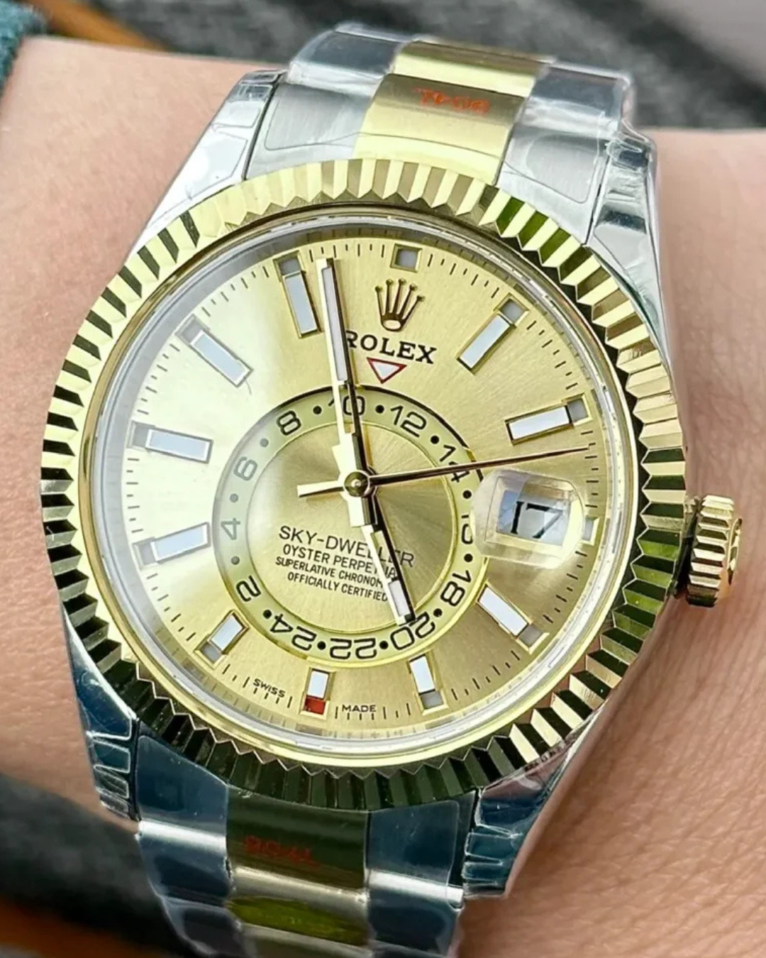 Sky Dweller Watch Mod Two Tone Champagne Crown Edition