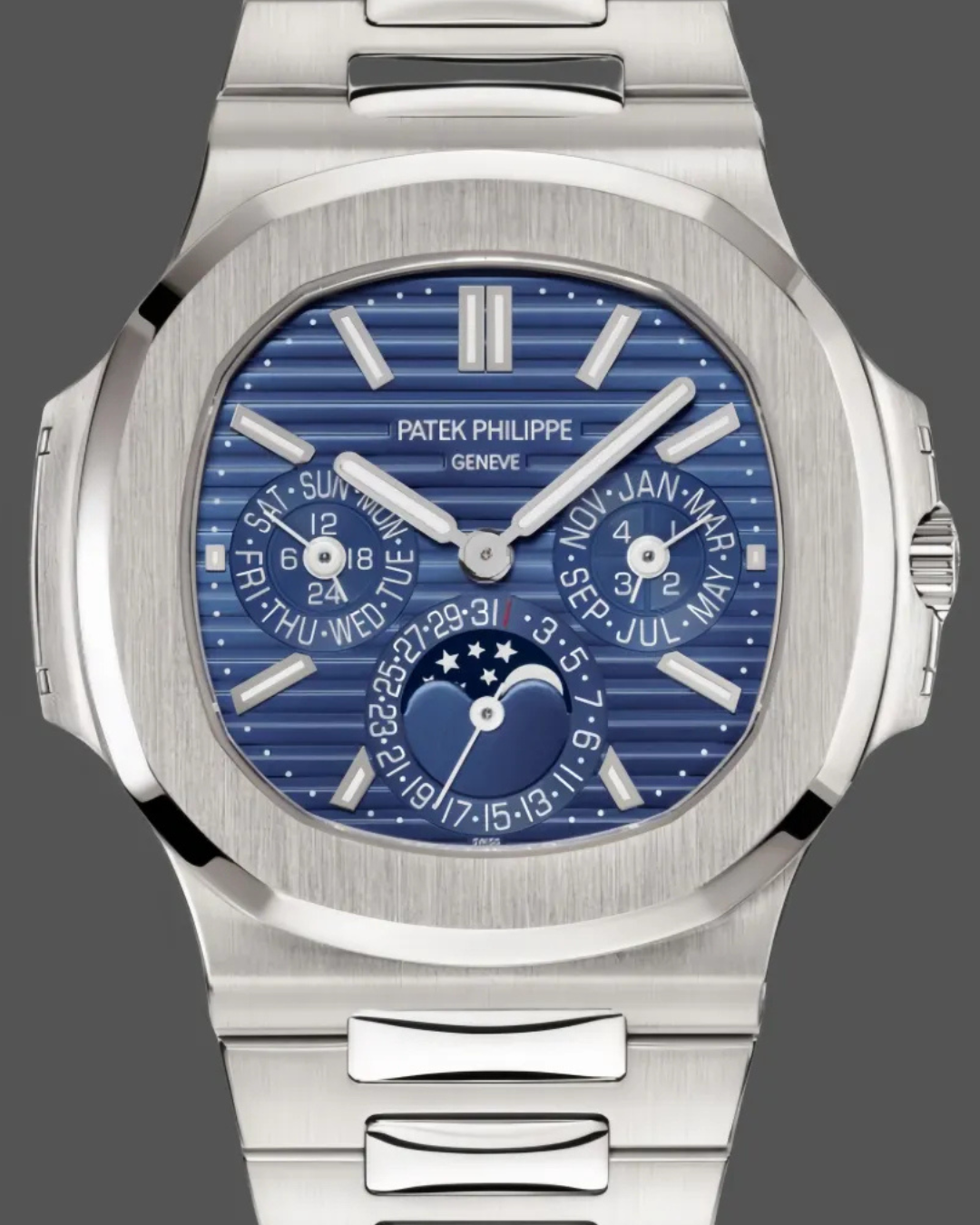 Patek Philippe Superclone Nautilus Perpetual Calendar blue dial luxury watch with perpetual calendar and moon phase