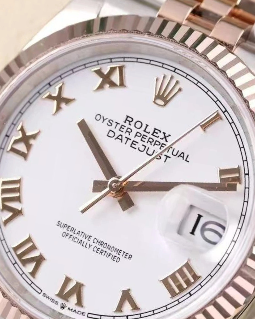 Datejust SC M1262310015 White Roman Rose Gold Watch
