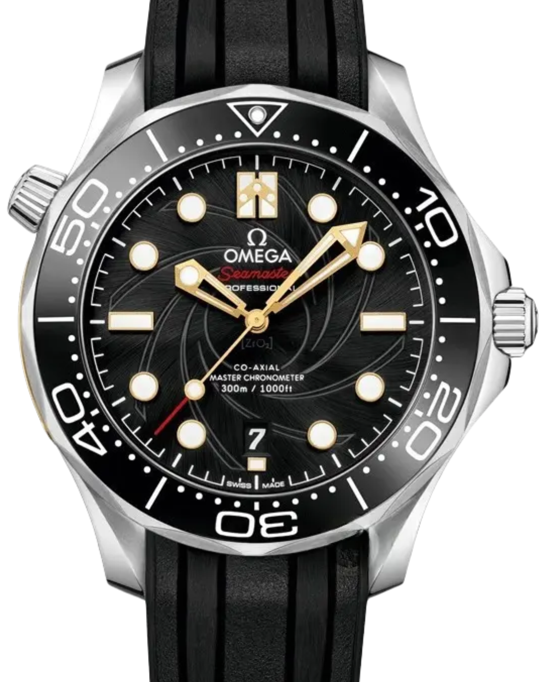 Seamaster Super Watch Mod 007 Bond Limited Edition black dial dive watch with rubber strap