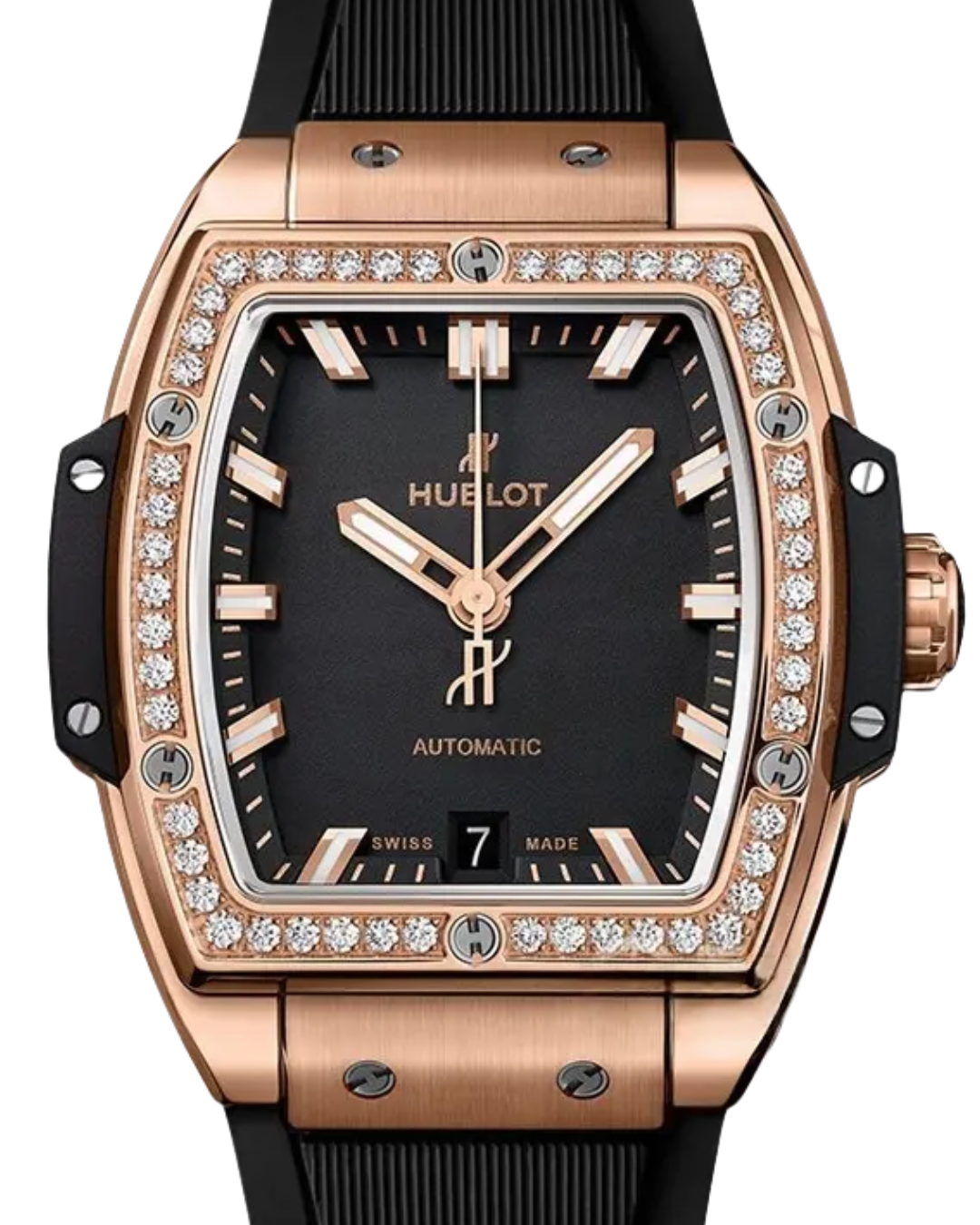 Hublot Spirit Of Big Bang diamond black watch with king gold case and black rubber strap