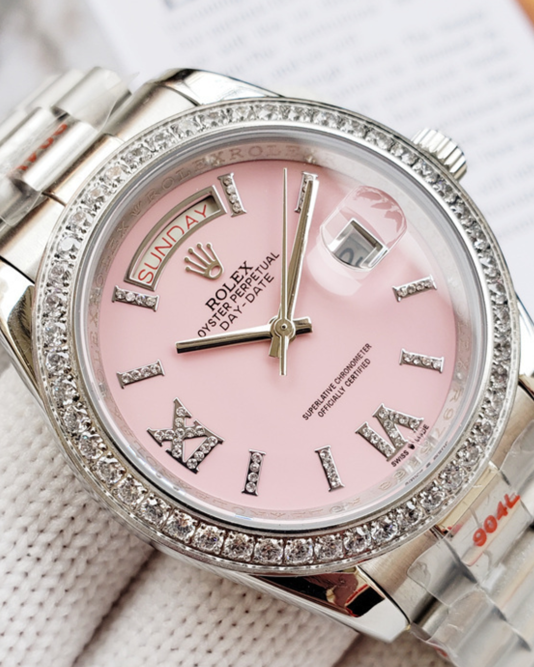 Day Date Watch Mod Pink Diamond Crown Edition