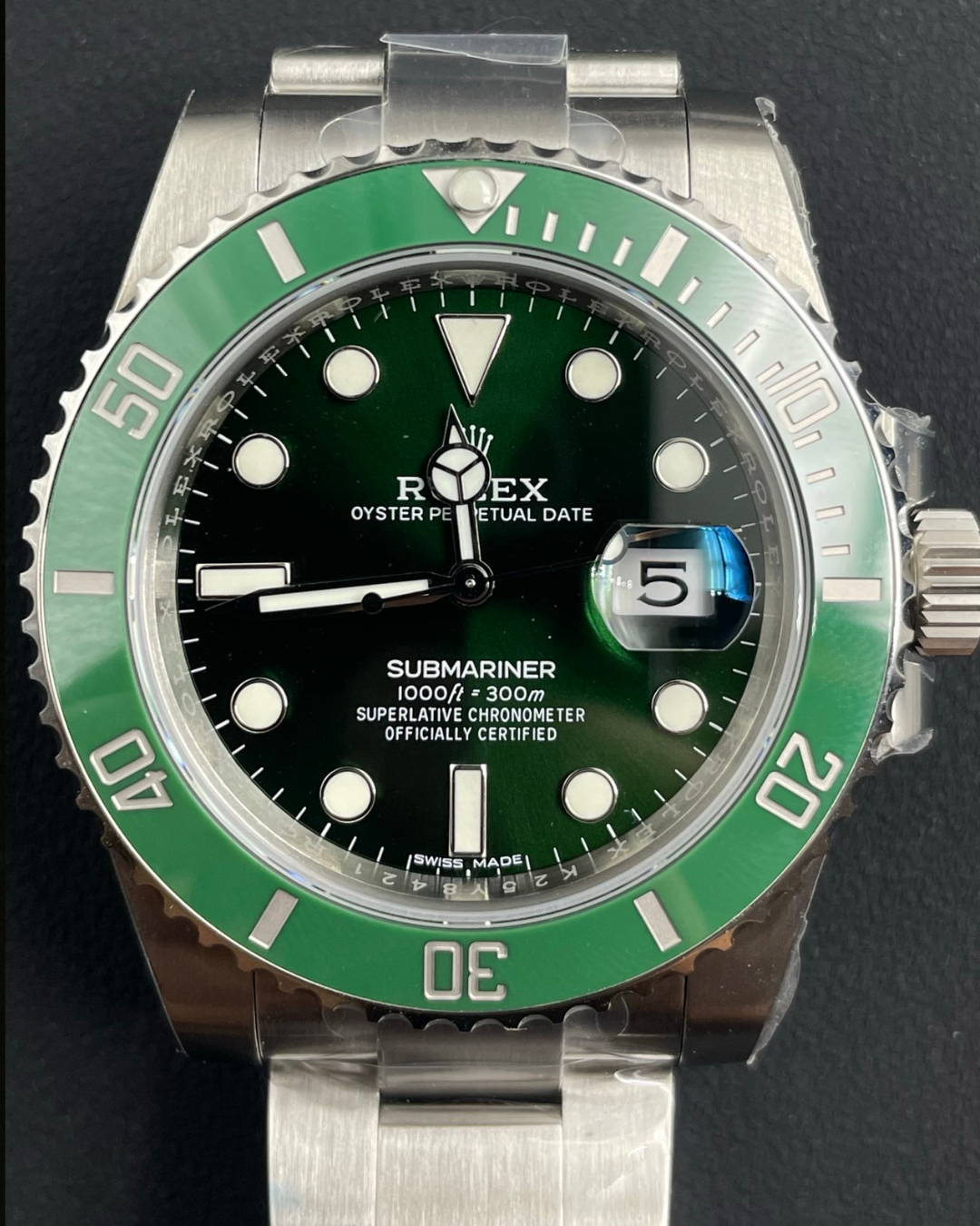 VS Submariner Super Watch Mod Hulk with green ceramic bezel and stainless steel bracelet