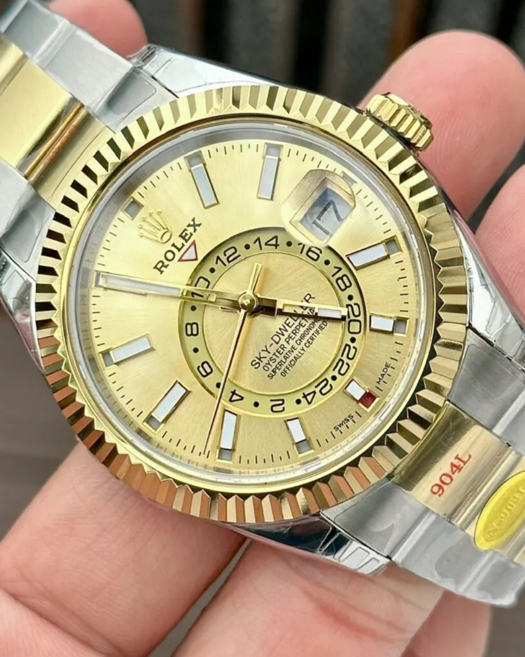 Sky Dweller Watch Mod Two Tone Champagne Crown Edition