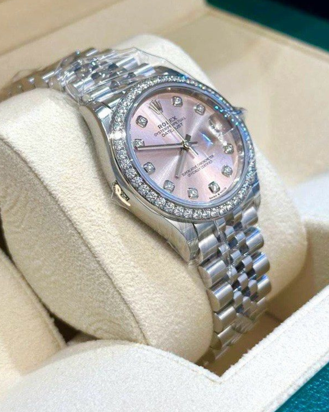 Datejust Super Watch Mod Pink Dial Ladies Crown Edition