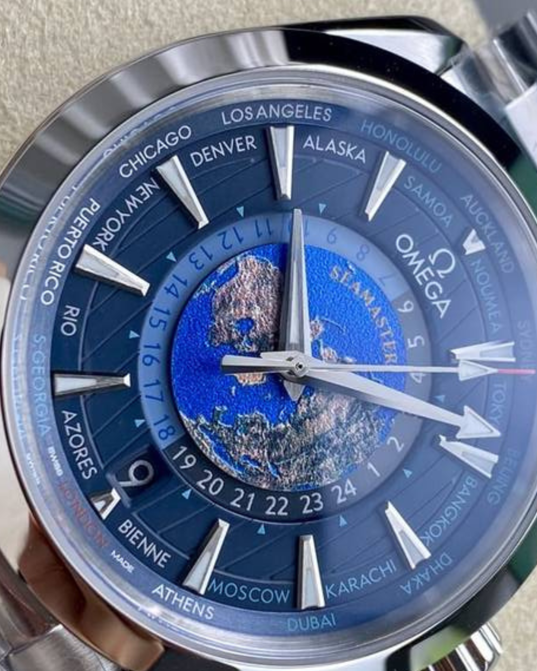 Omega Aqua Terra 43mm World Timer Super Watch Mod 220.10.43.22.03.001