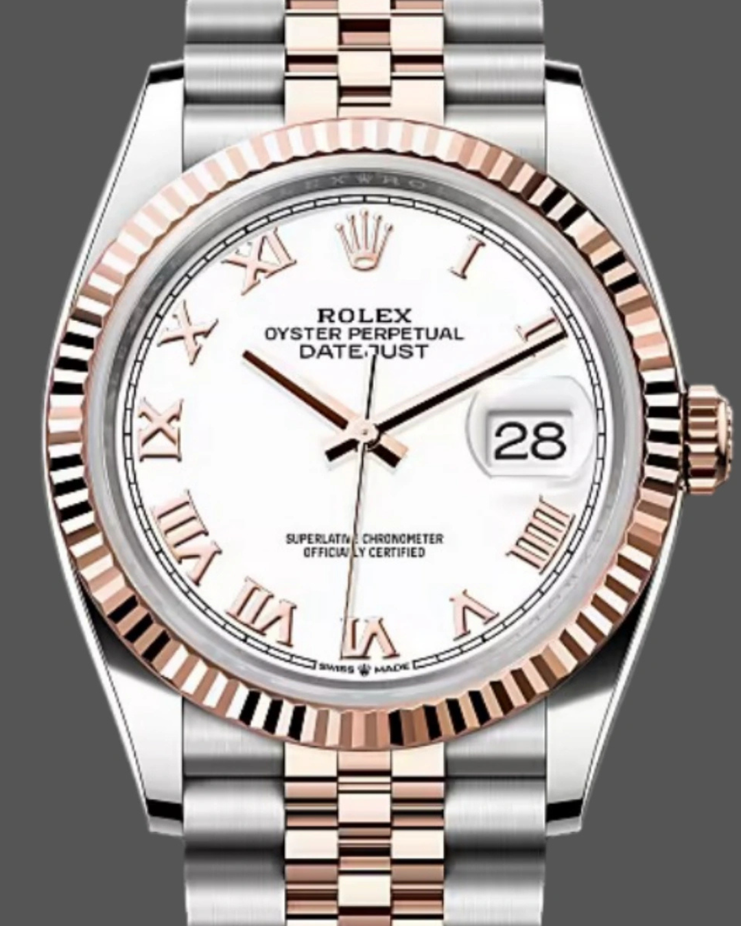 Datejust SC M1262310015 White Roman Rose Gold Watch