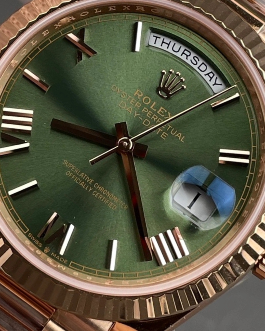 Day-Date SC 18K Everose Gold 228235-0025 Green Dial