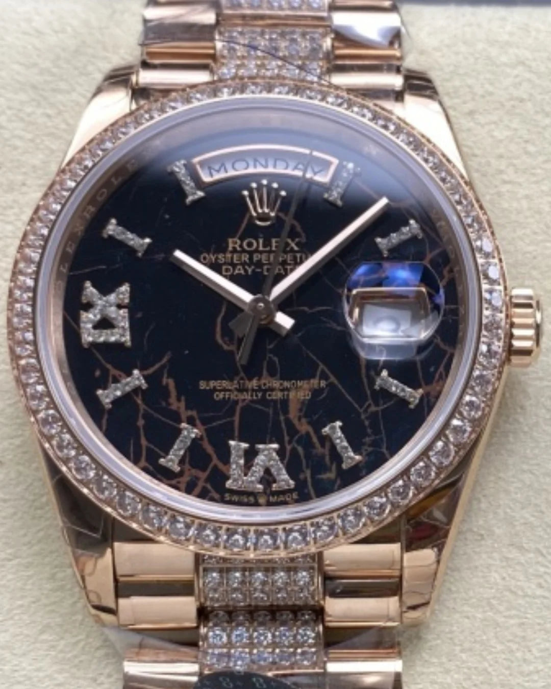 Rolex Day-date 36 Everose Gold with a Diamond-set 128345rbr Watch - Wristwatch