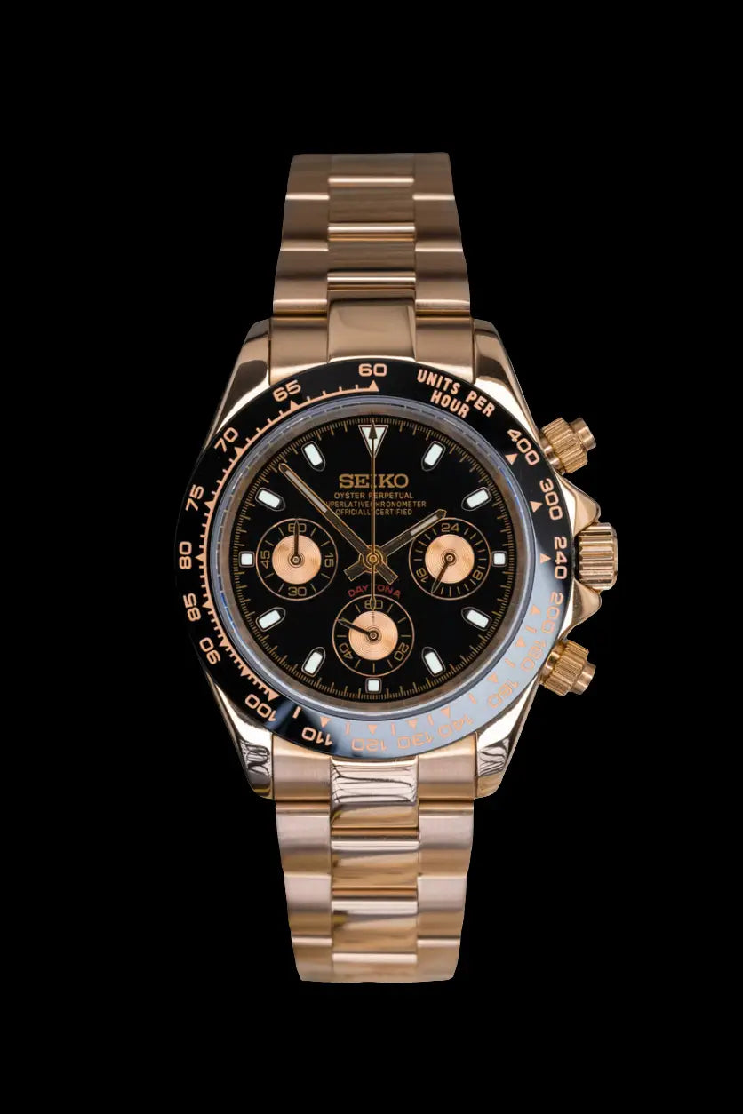 SEIKO MOD DAYTONA ROSE GOLD-BLACK WATCH - Wristwatch