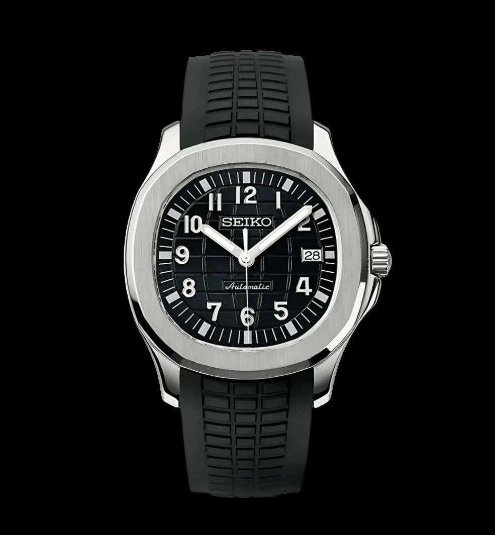 Seiko Mod Aquanaut Silver Black Watch Wristwatch