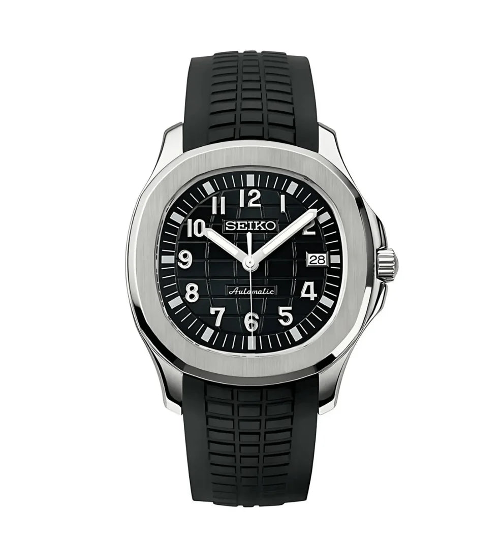 Seiko Mod Aquanaut Silver Black Watch Wristwatch