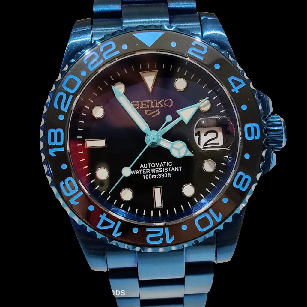 SEIKO MOD GMT BLUE WATCH - Wristwatch