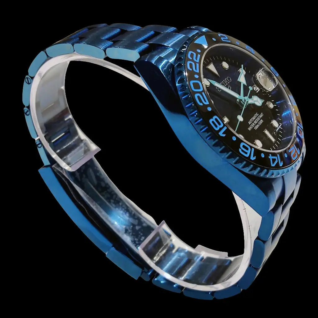 SEIKO MOD GMT BLUE WATCH - Wristwatch
